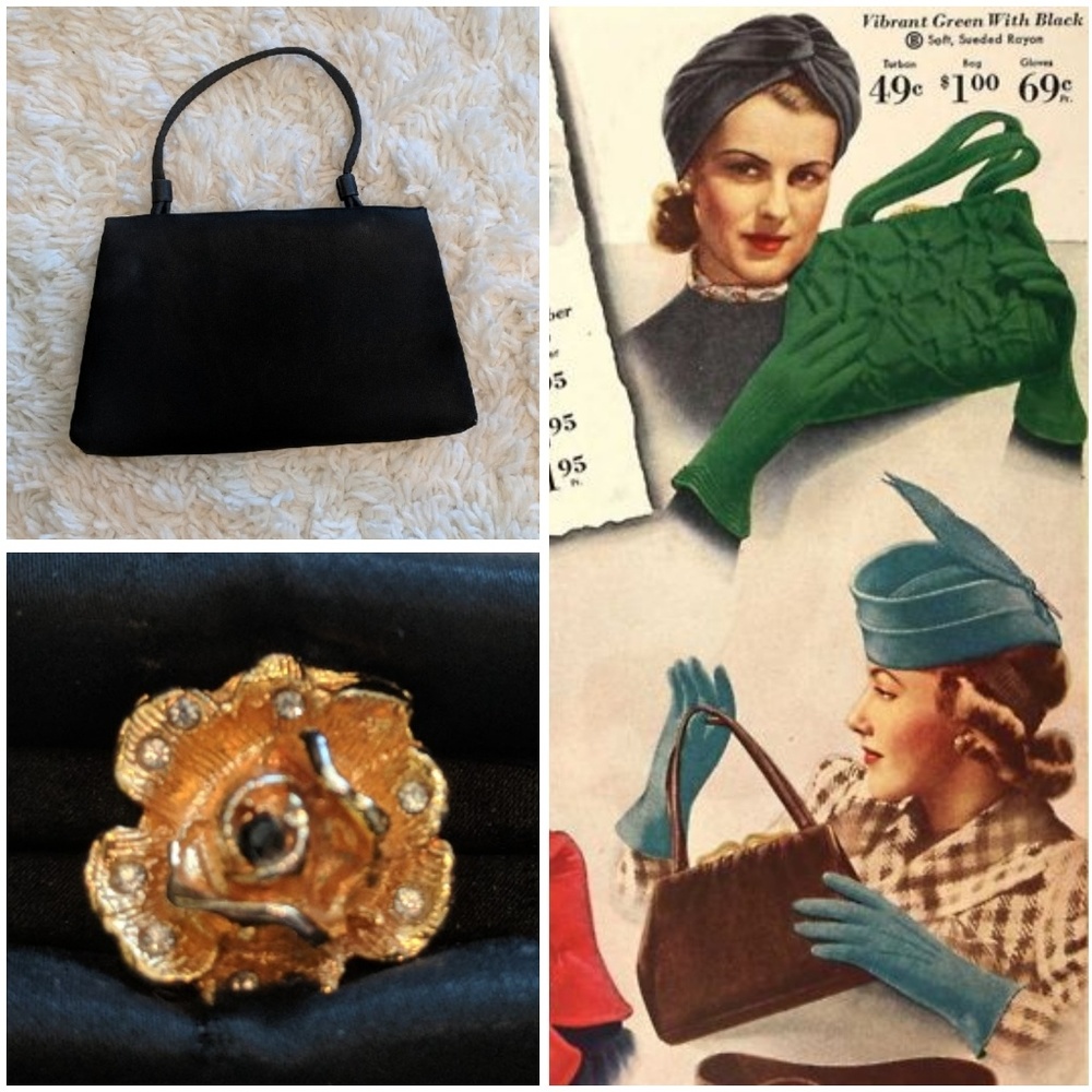 50S VINTAGE SATIN HANDBAG
